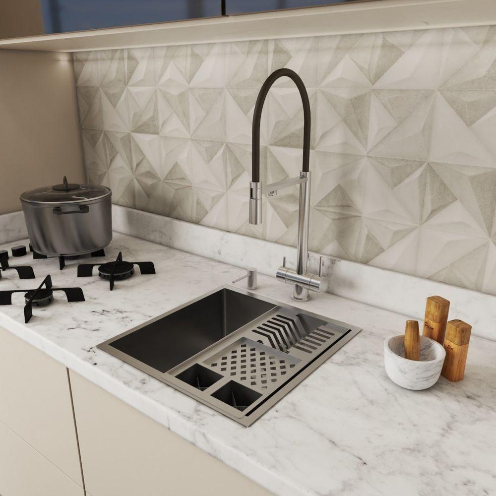 Conj.Cuba 40X40 Inox 304 Calha Escorredor Aço - 5