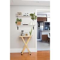 Prateleira Elite Em Madeira Pinus Com Acabamento Branco Suporte Metálico 400x250x15 Mm