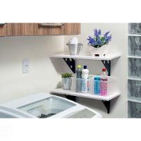 Prateleira Elite Em Madeira Pinus Com Acabamento Branco Suporte Metálico 400x250x15 Mm - 6