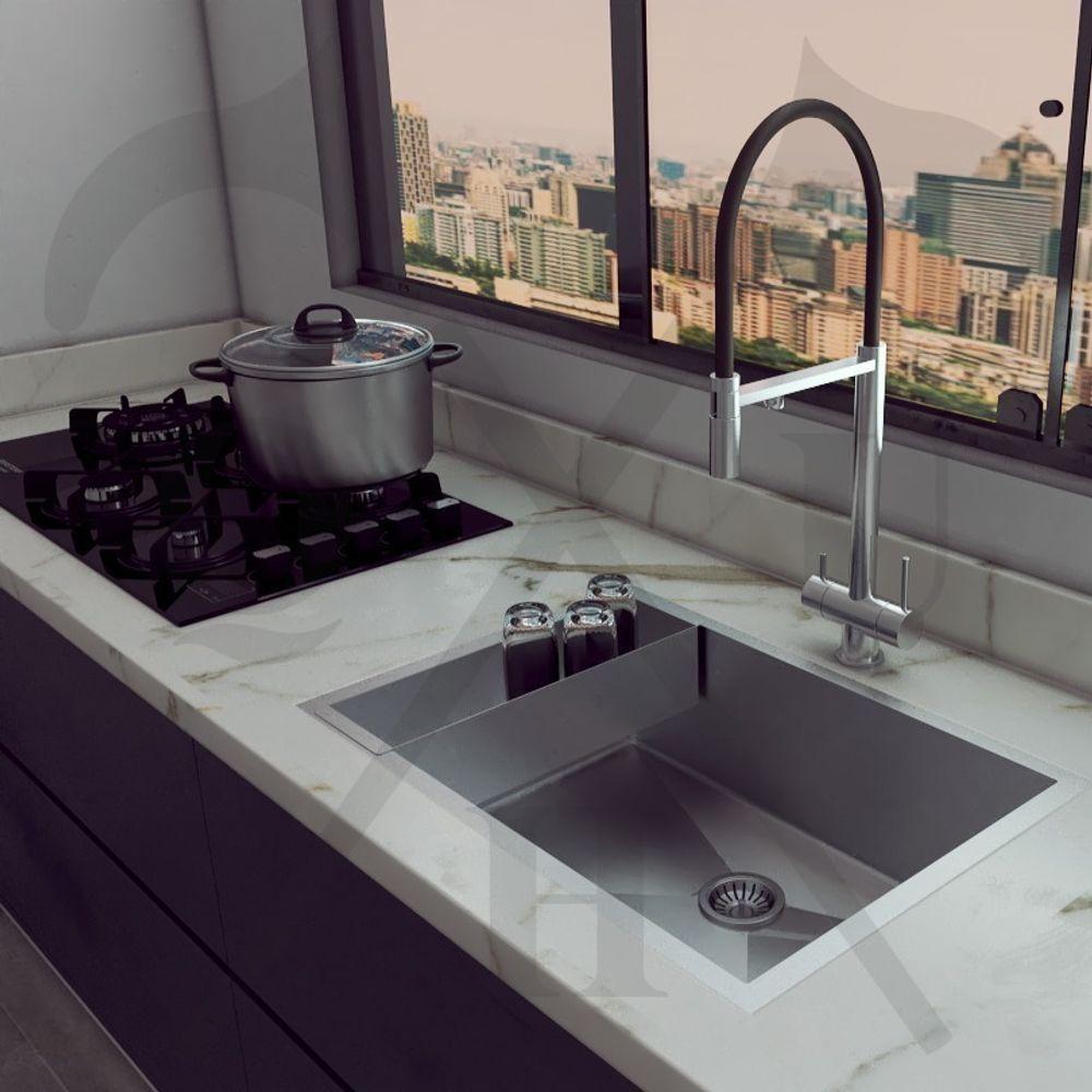 Pia Cuba De Aço Inox C/ Escorredor 70X40 Com Valvula - 5