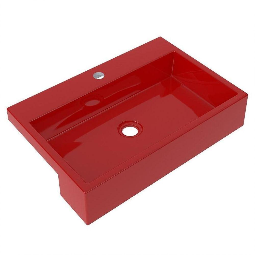 Cuba Pia Semi Encaixe Para Banheiro Retangular 54cm Xrt C08 Vermelho - 1