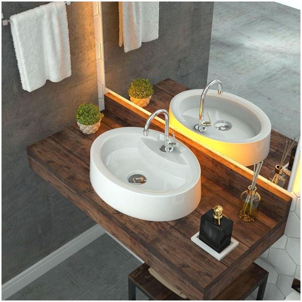 Cuba Pia De Apoio Para Banheiro Oval Ox 43 C08 Branco - 4