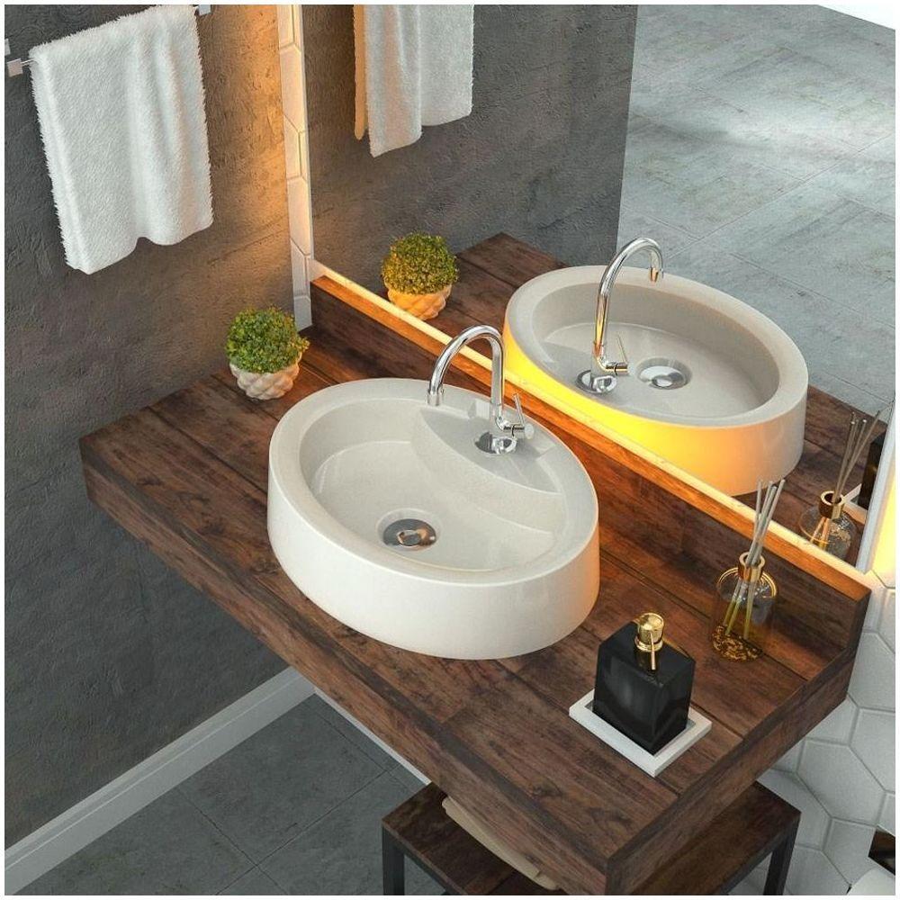 Cuba Pia De Apoio Para Banheiro Oval Ox 43 C08 Bege - 4