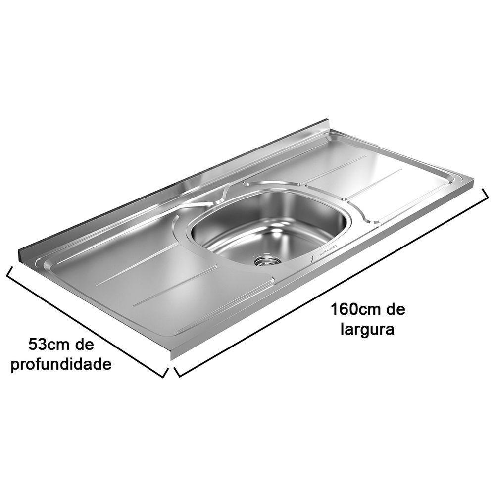 Pia De Cozinha A03 160Cm Com Cuba Inox - 3