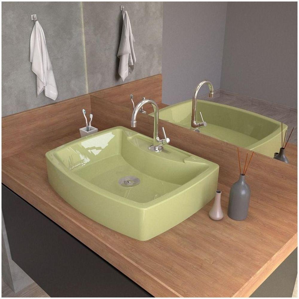 Cuba Pia De Apoio Para Banheiro Retangular Aria Rt50 Verde Acqua C08 - 8