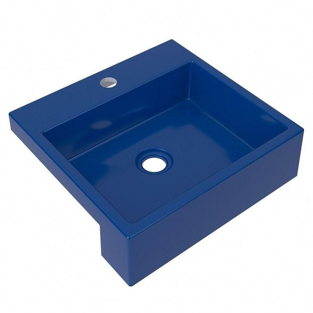 Cuba Pia Semi Encaixe Para Banheiro Quadrada Kuad 395 C08 Azul Escuro - 1