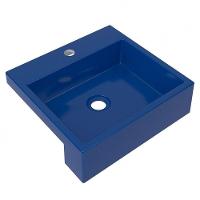 Cuba Pia Semi Encaixe Para Banheiro Quadrada Kuad 395 C08 Azul Escuro - 1