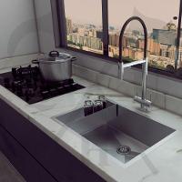 Cuba De Inox C/ Escorredor 70X40 Pia Embutida Quadrada Reta - 9