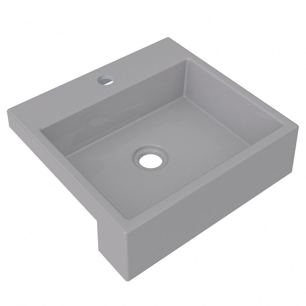 Cuba Pia Semi Encaixe Para Banheiro Quadrada Kuad 395 C08 Cinza - 1