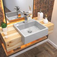 Cuba Pia Semi Encaixe Para Banheiro Quadrada Kuad 395 C08 Cinza - 4