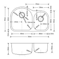 Cuba de Cozinha Aço Inox 1mm Escovado C205 78,2x49,5x22,8 Cm - 4