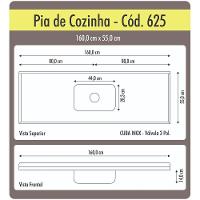 Pia De Cozinha Roralit Granitado Com Cuba Em Inox 160Cm - 562508 Travertino - 2
