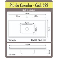 Pia De Cozinha Roralit Granitado Com Cuba Em Inox 120Cm 562208 Travertino - 2