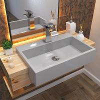 Cuba Pia Semi Encaixe Para Banheiro Retangular 54cm Xrt C08 - 7