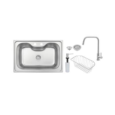 Cuba de Sobrepor Inox + Dosador Cesta e Torneira Tramontina