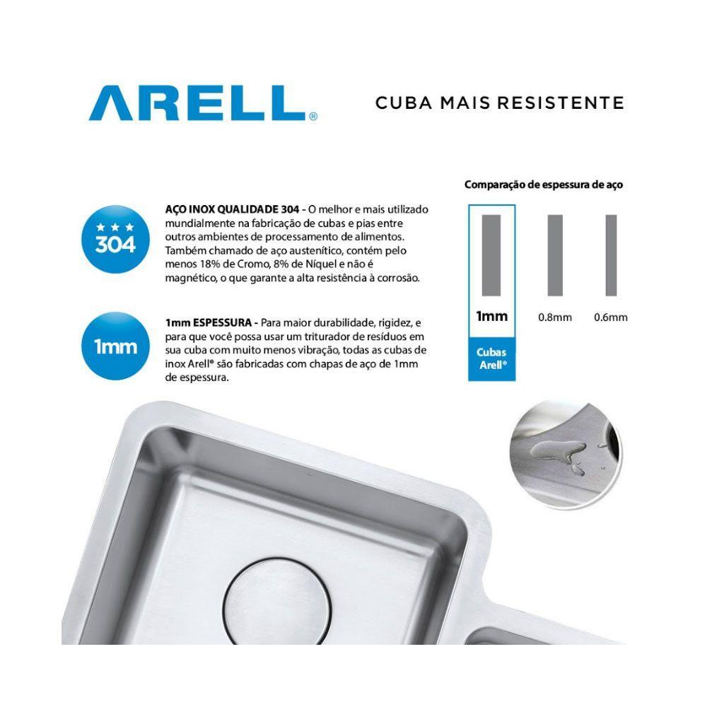 Cuba Dupla F201 Inox Escovado Aço Escovado - 4