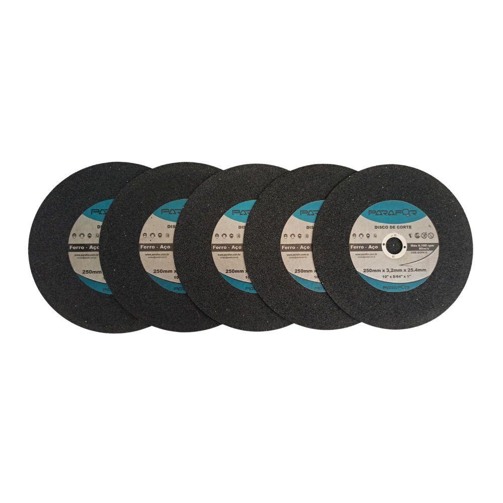 5 Discos de Corte Ferro e Aço - 10 X 7/8 (250 X 3.2 X 22mm) - 3