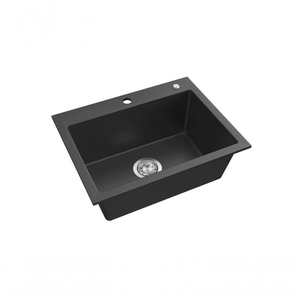 Cuba De Embutir Com Válvula Millare Quartzo Preta - Debacco - 1