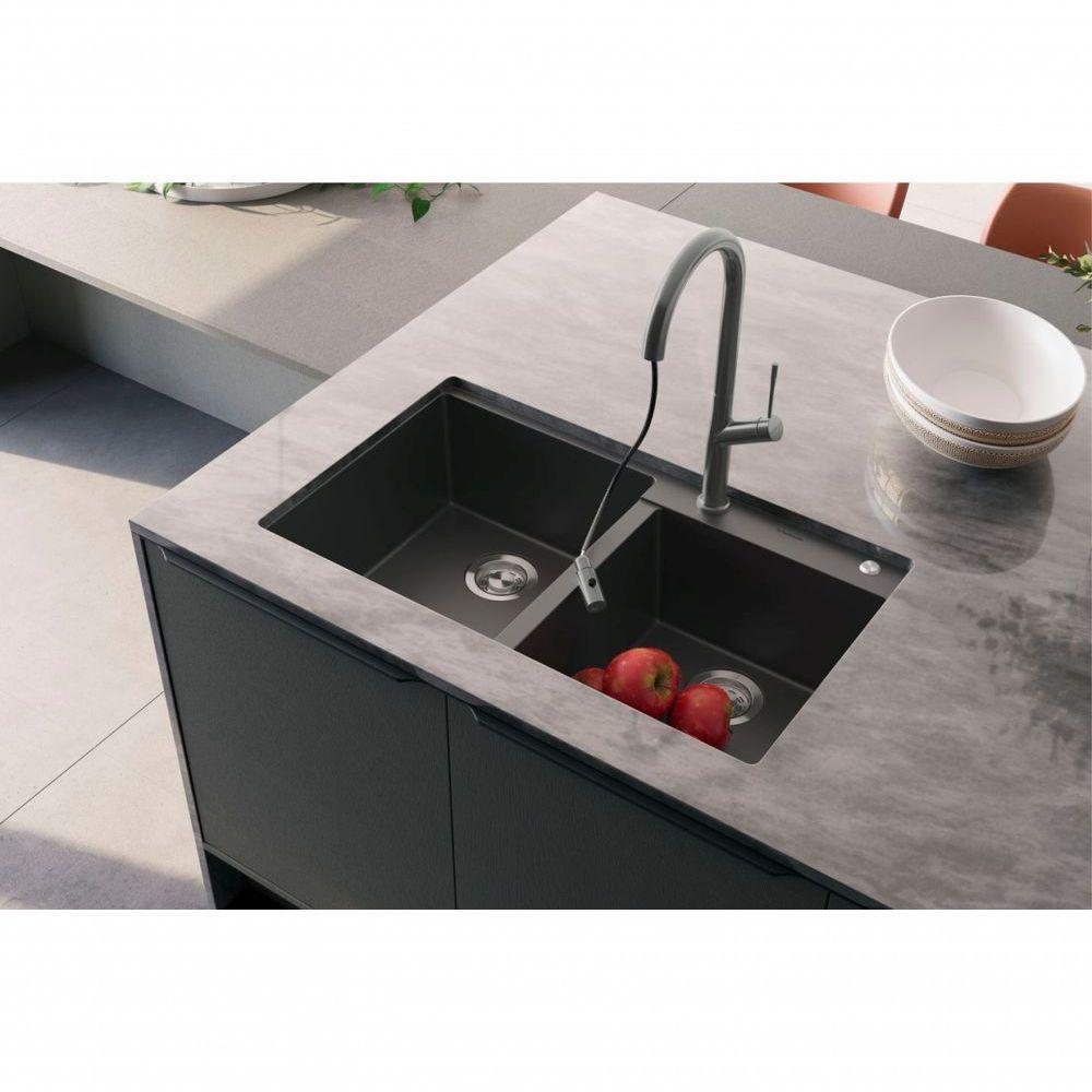 Cuba Dupla De Embutir Com Válvula Millare Quartzo Preta - Debacco - 2