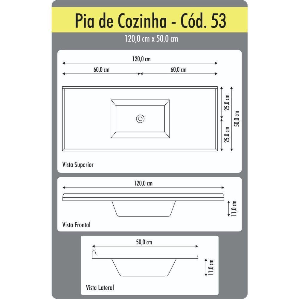 Tampo Para Pia De Cozinha Rorato 1,20x0,50 Granitada 505308 Preto Plus - 3