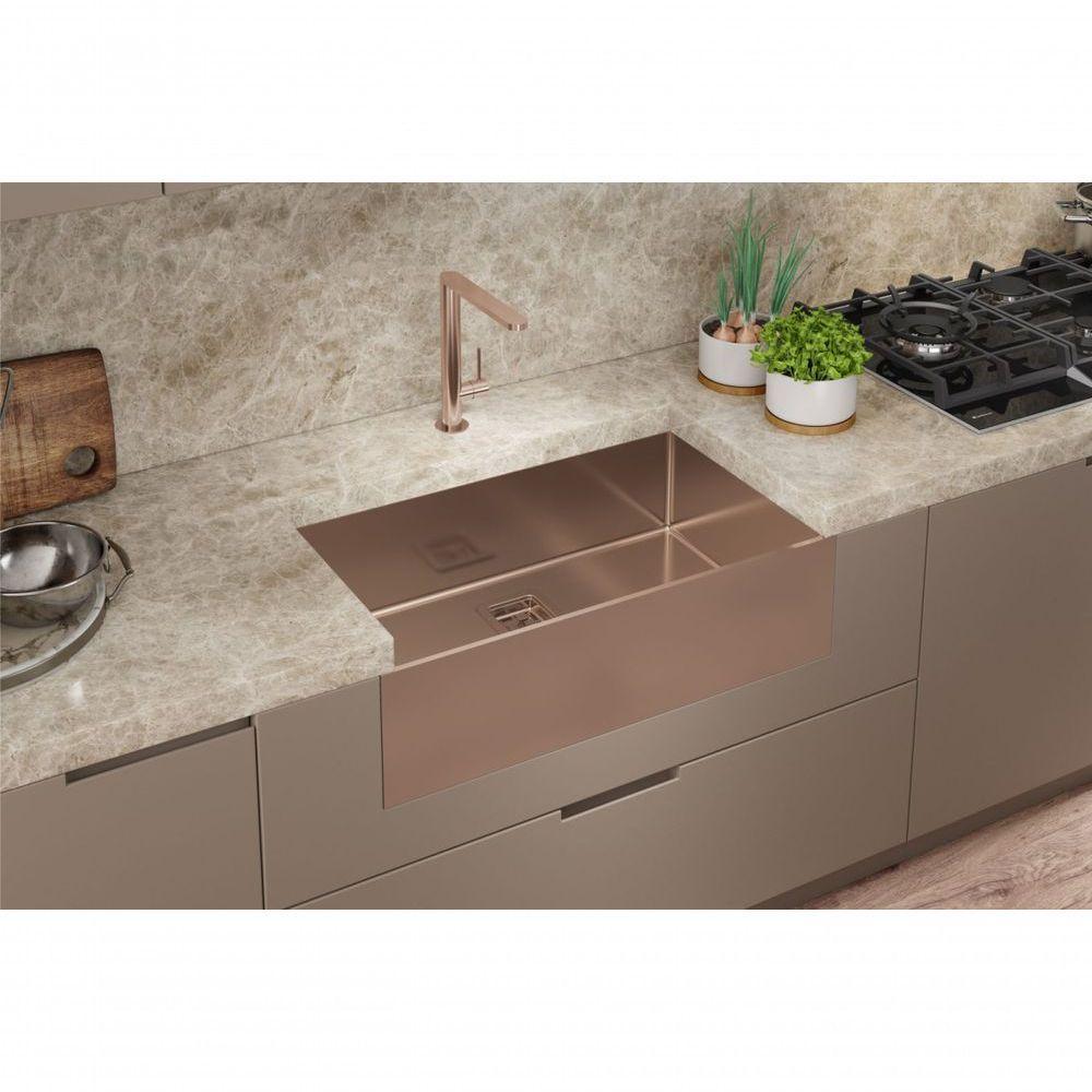 Cuba Semi Encaixe Com Válvula Primaccore Farm Sink Rose - Debacco - 2