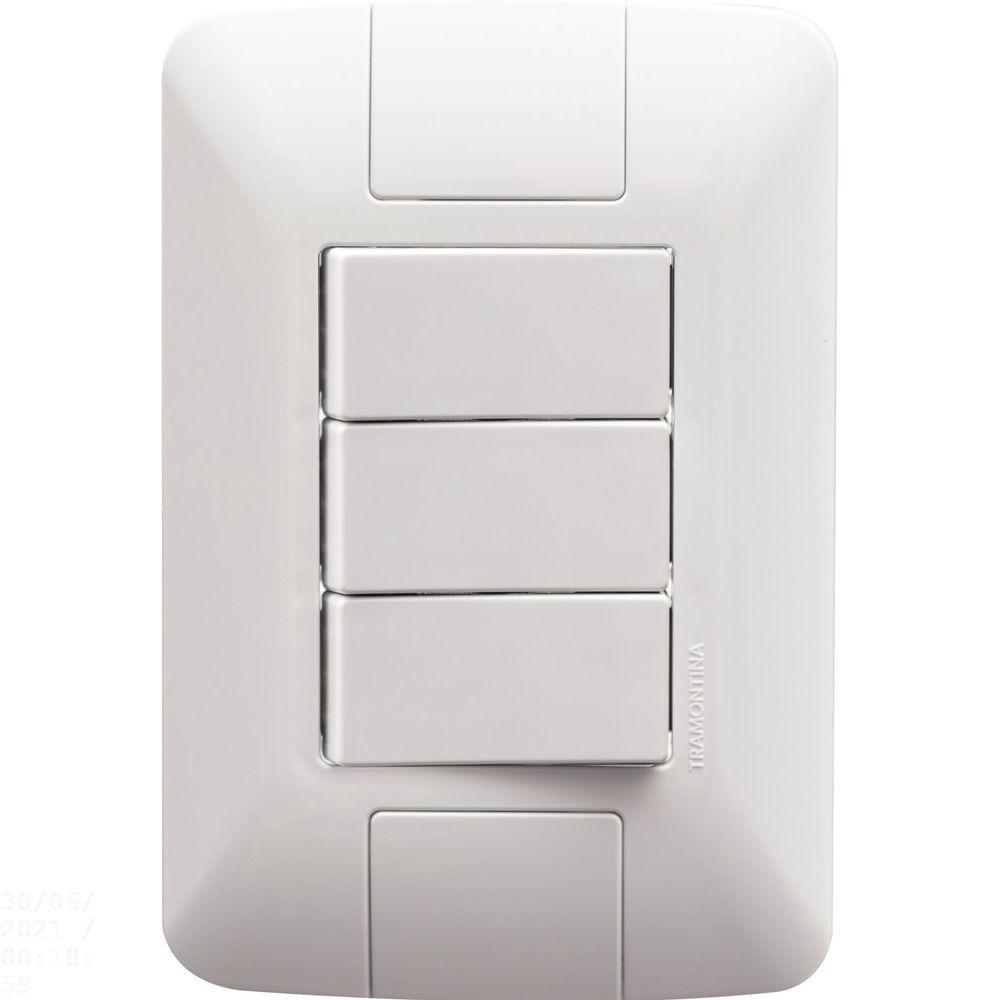 Conjunto 4x2 Com 3 Interruptores Simples Tramontina Aria 6 A 250 V Branco Tramontina - 1