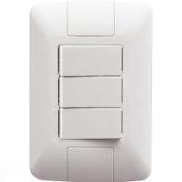 Conjunto 4x2 Com 3 Interruptores Simples Tramontina Aria 6 A 250 V Branco Tramontina - 1