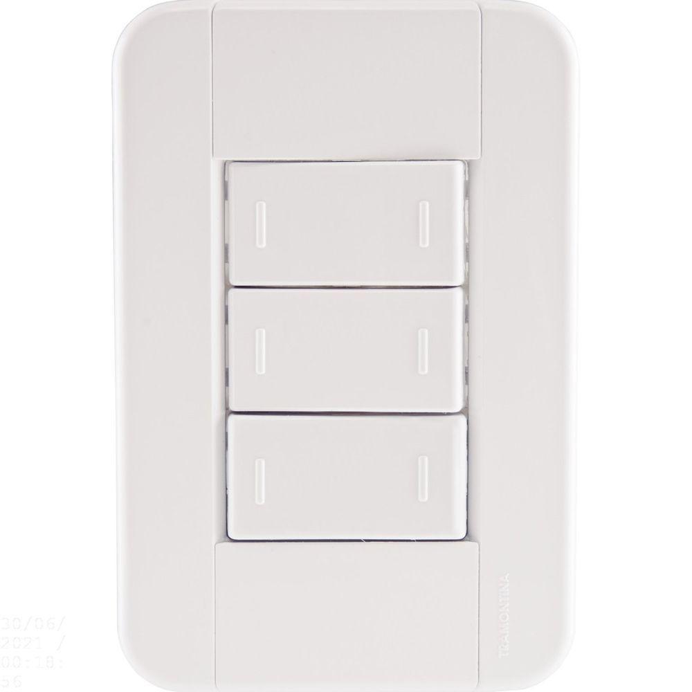 Conjunto 4x2 Com 3 Interruptores Paralelos 10 A 250 V Tramontina Tablet Branco Tramontina - 1