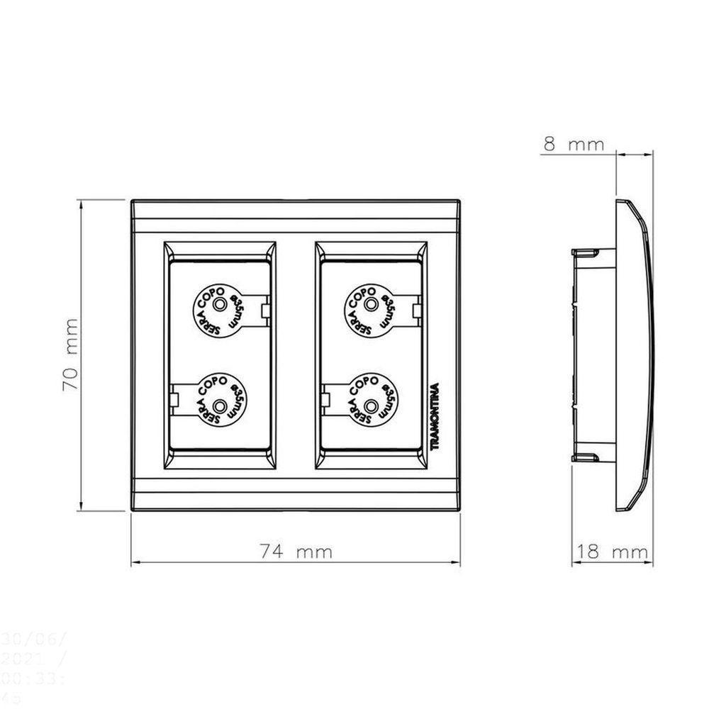 Placa Para Móvel 2 Postos Tramontina Liz Grafite Tramontina - 3