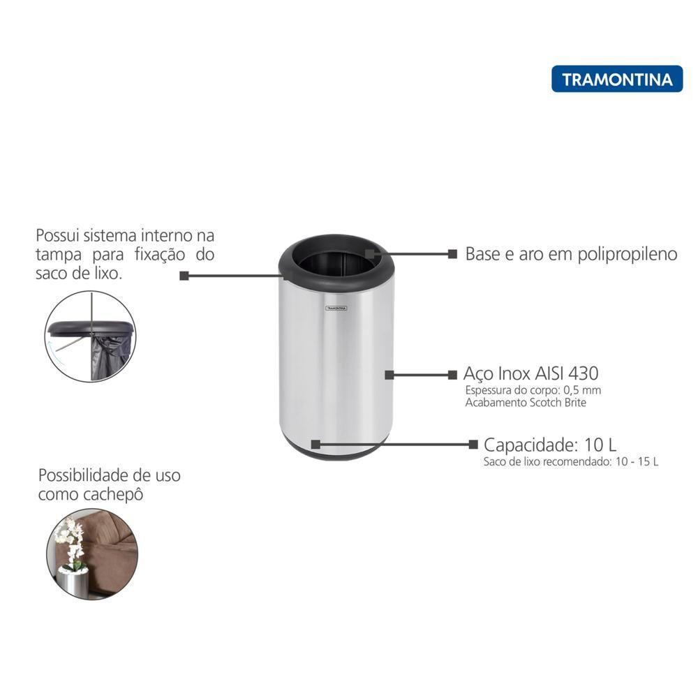 Lixeira Inox Tramontina Cápsula 10 L - 2