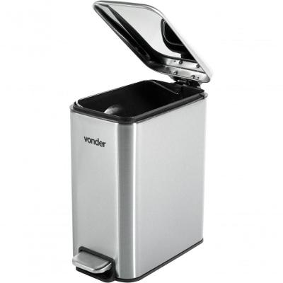 Lixeira Retangular 5 Litros Inox Cinza Vonder