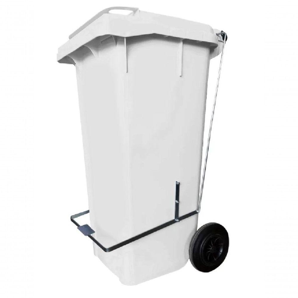 Lixeira 120L Retangular C/ E Rodas Branco Lar Plasticos 45 - 2
