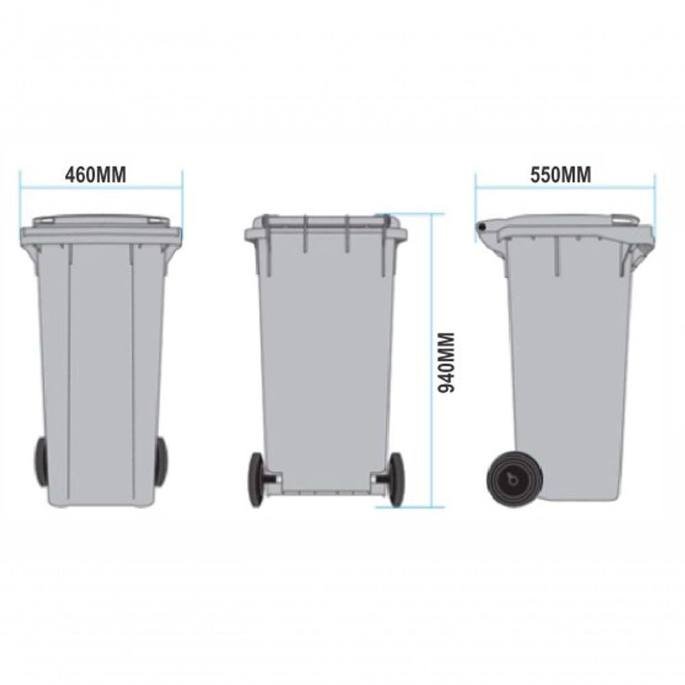 Lixeira 120L Retangular C/ E Rodas Branco Lar Plasticos 45 - 3