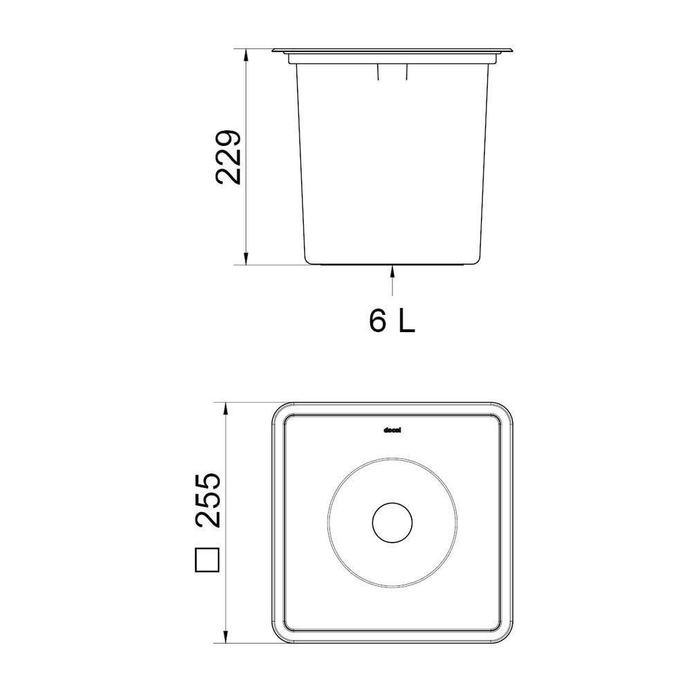 Lixeira De Embutir Em Aço Inox Escovado C/Balde Plástico 6L - 2