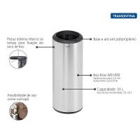 Lixeira Inox Tramontina Cápsula Com Acabamento Scotch Brite - 1