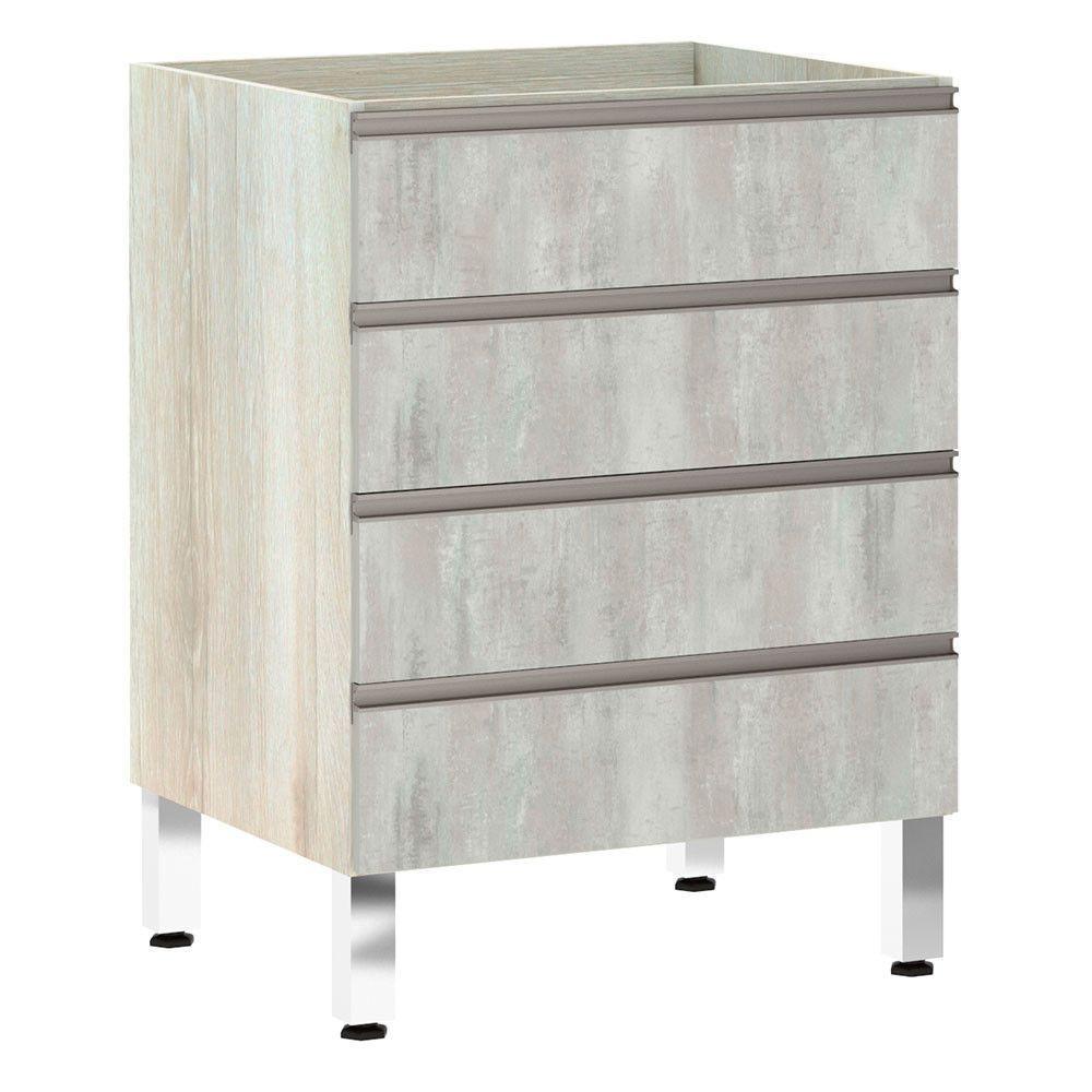 Balcão Sem Tampo 60cm Luci Legno Crem e Concreto - 1