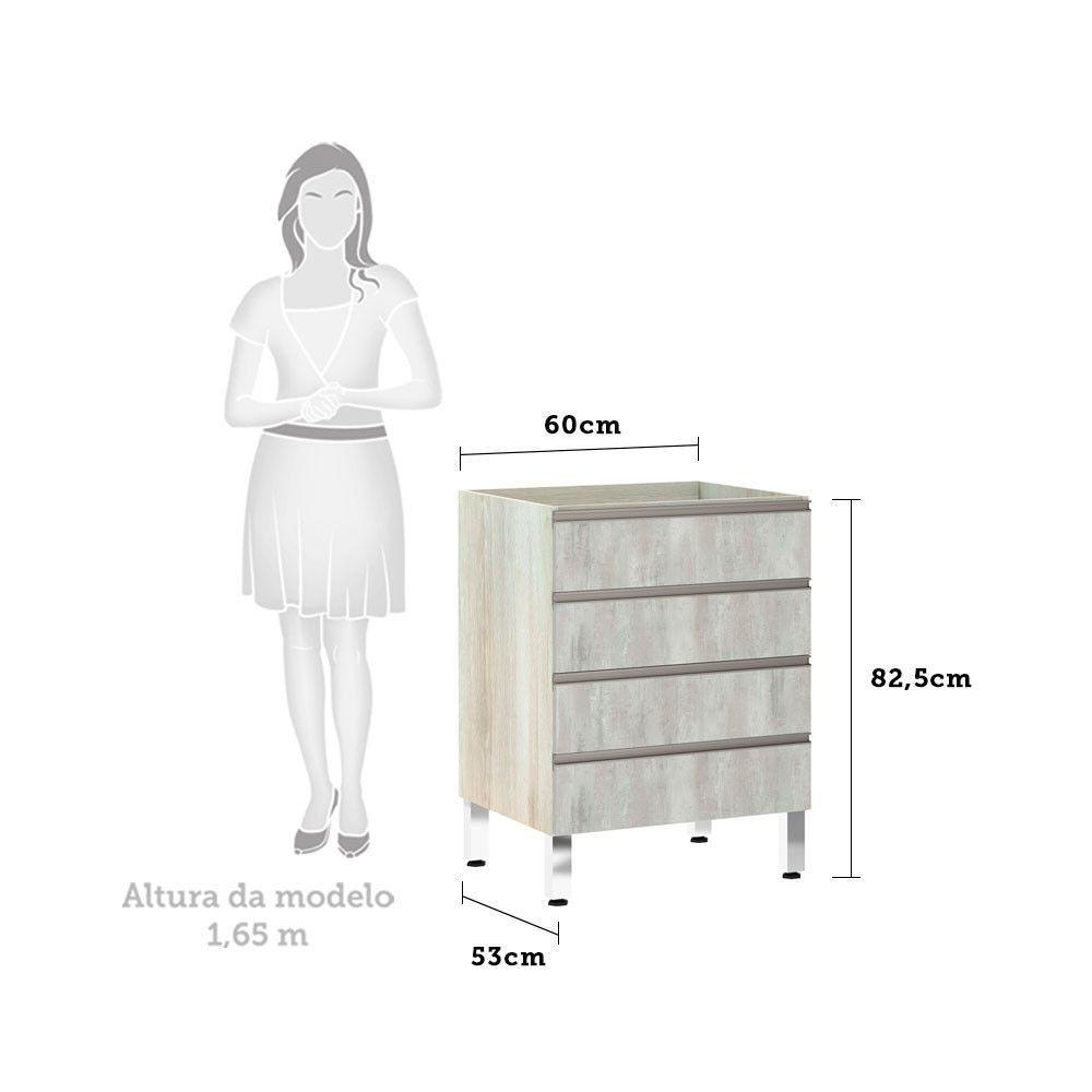 Balcão Sem Tampo 60cm Luci Legno Crem e Concreto - 2