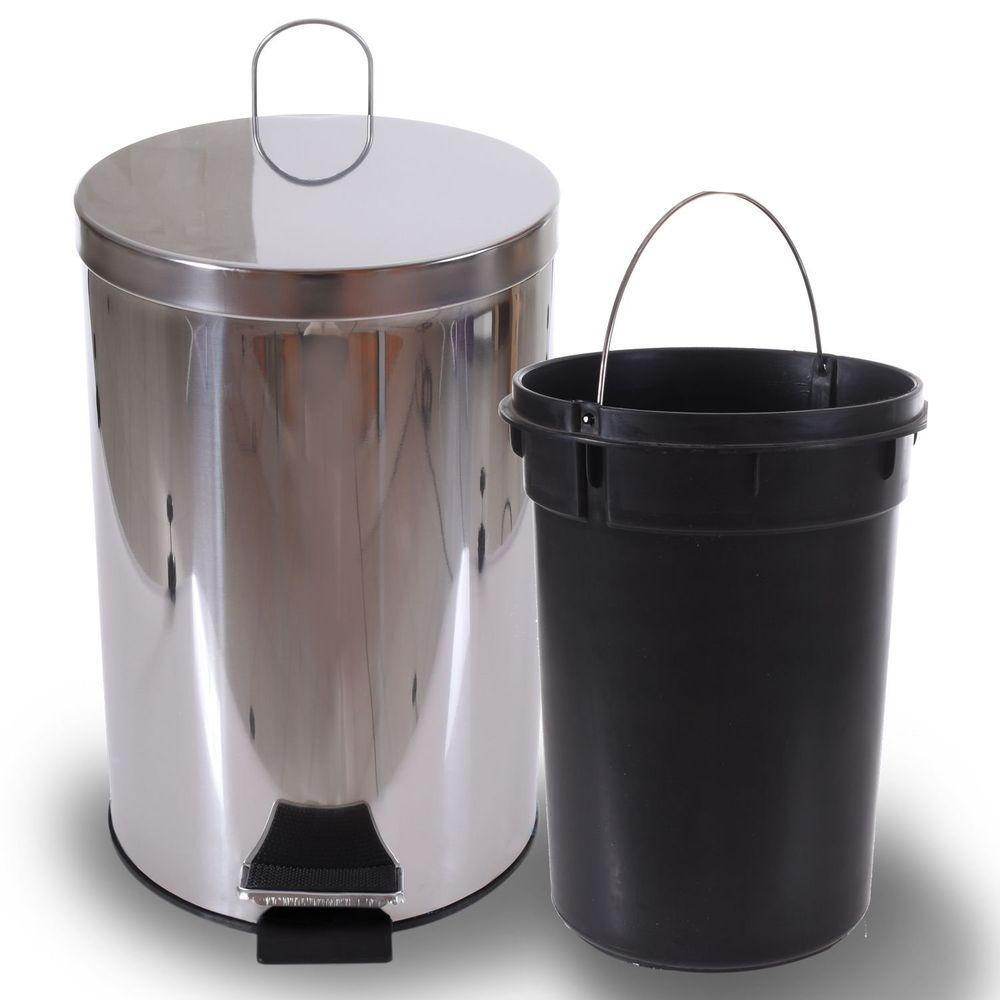 Lixeira Inox Espelhado C/ Pedal Balde Removível 12 Litros Bene Casa - 1