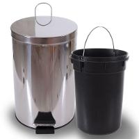 Lixeira Inox Espelhado C/ Pedal Balde Removível 12 Litros Bene Casa - 1