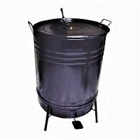 Lixeira De Tambor Em Aço Com Suporte Pedal Preta 70 Litros - 1