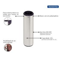 Lixeira Inox Cápsula 20 L Acabamento Scotch Brite Tramontina - 2