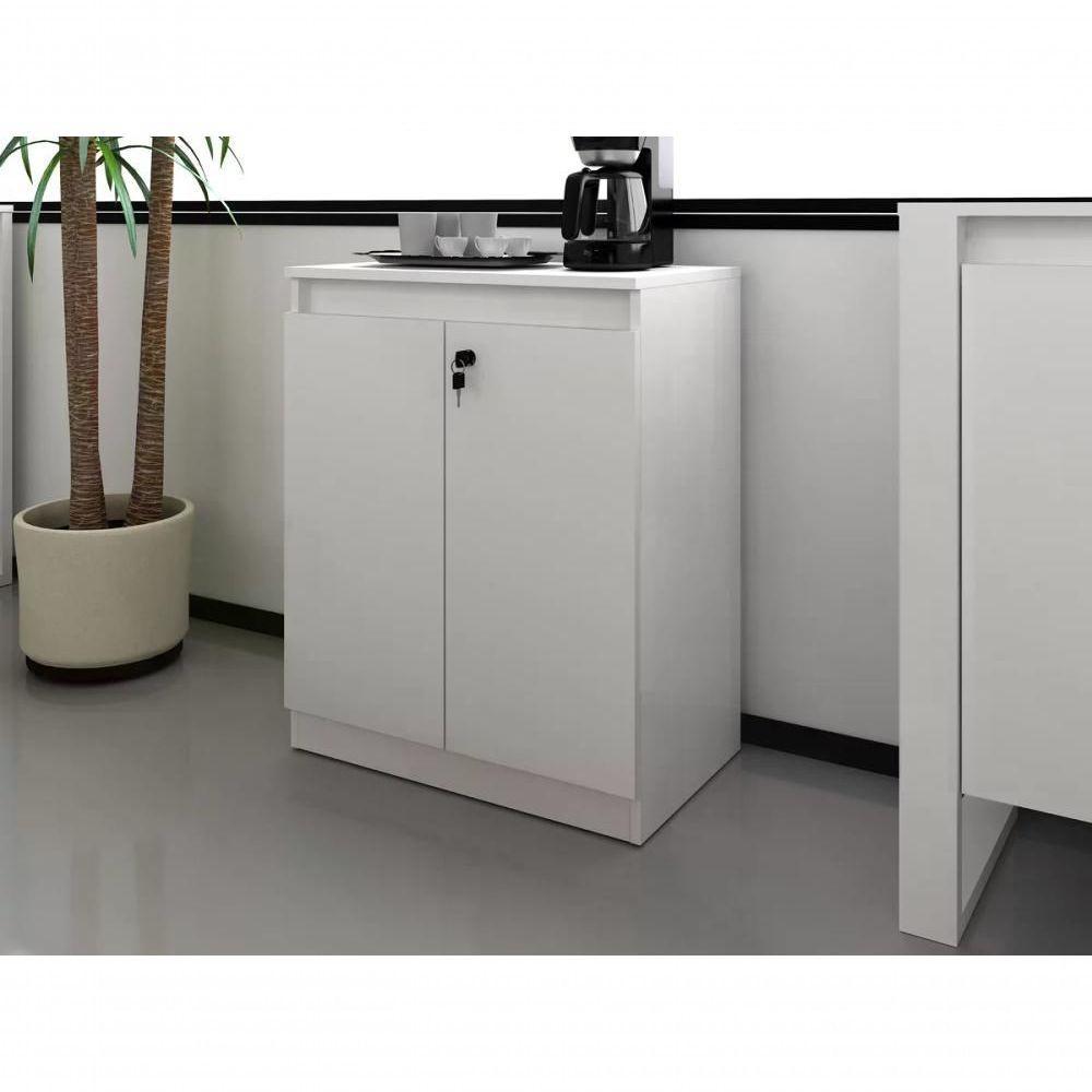 Balcão Para Escritorio 02 Portas Me4149 Branco Branco - 7