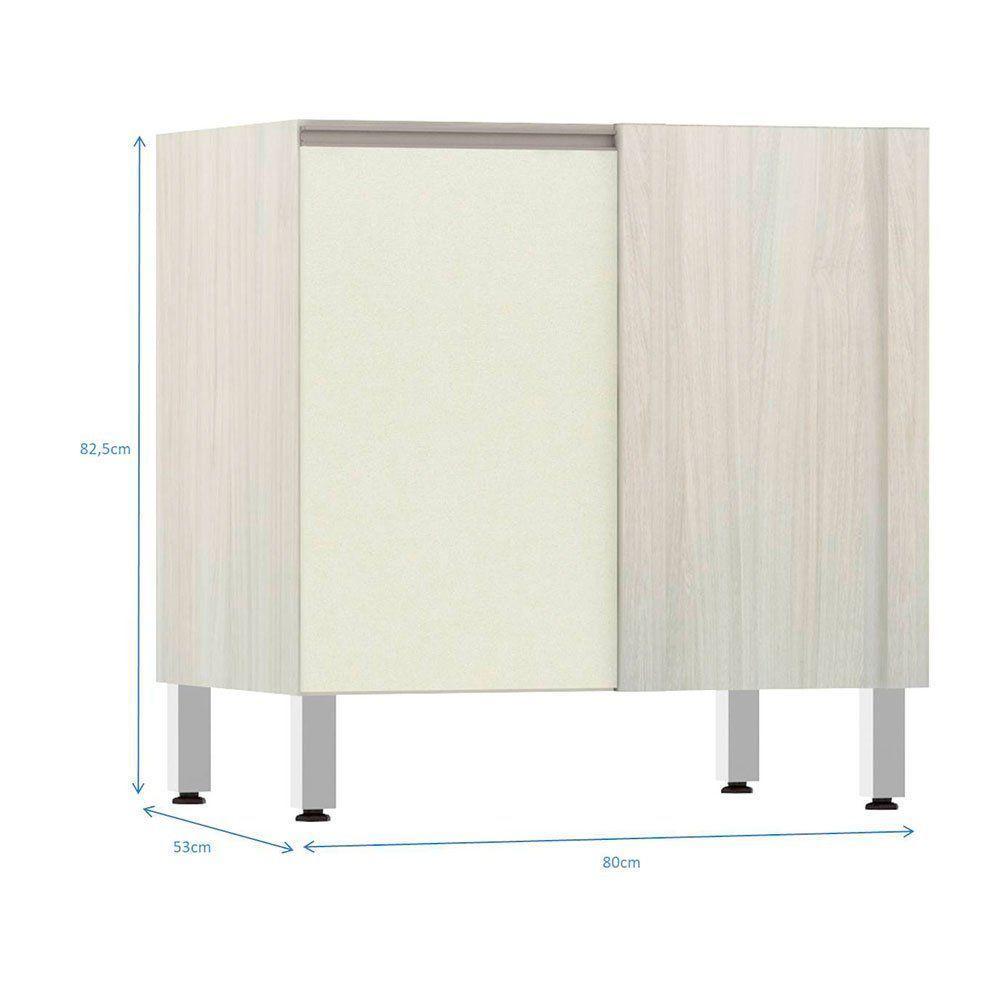 Balcão Sem Tampo Canto Reto Luciane 80cm Luci Legno Crem e Kashmir - 3