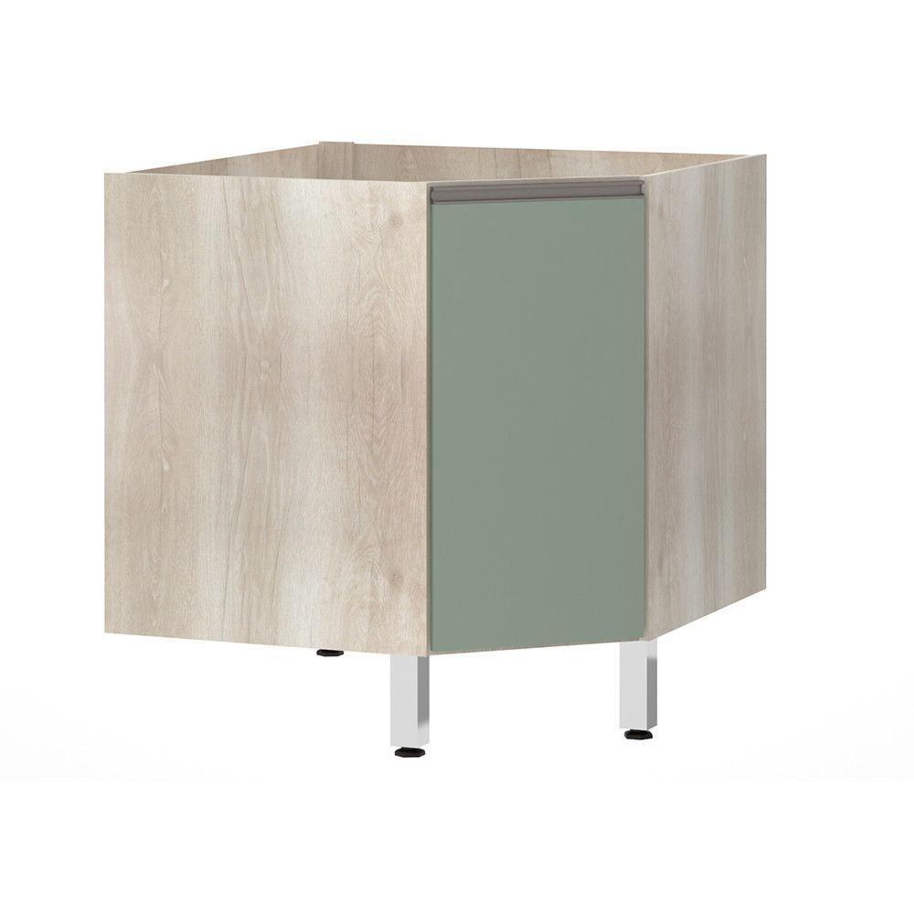 Balcão Sem Tampo Canto Diagonal Luciane Luci Legno Crem e Verde Jade - 1