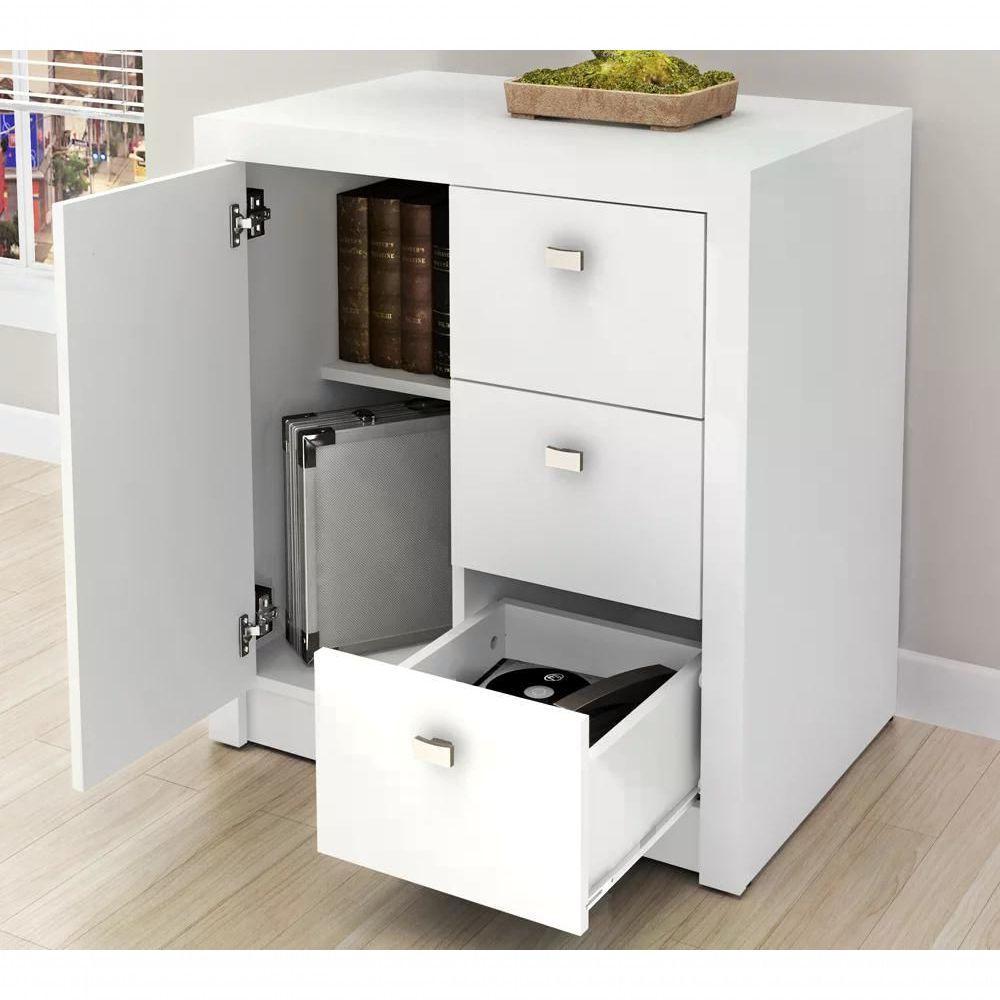 Balcão Para Escritório 1 Porta 3 Gavetas Me4111 Branco - 6