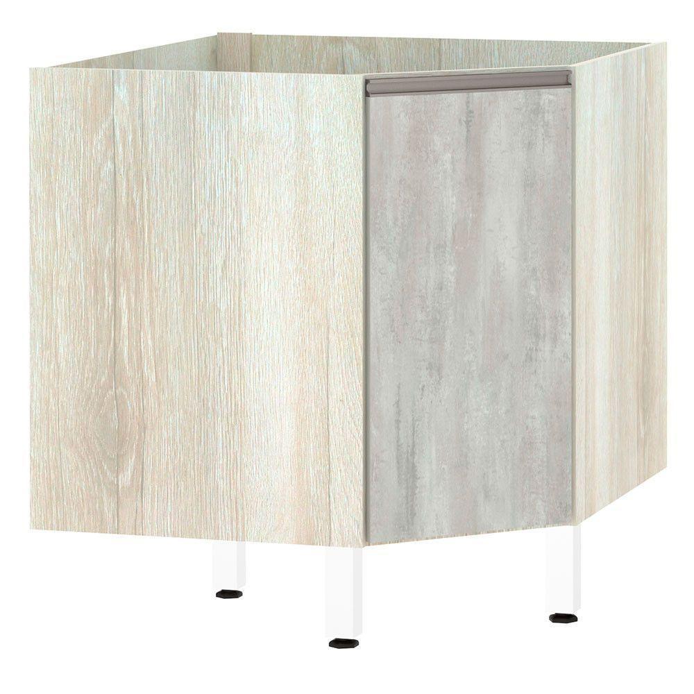 Balcão Sem Tampo Canto Diagonal Luciane Luci Legno Crem e Concreto - 1