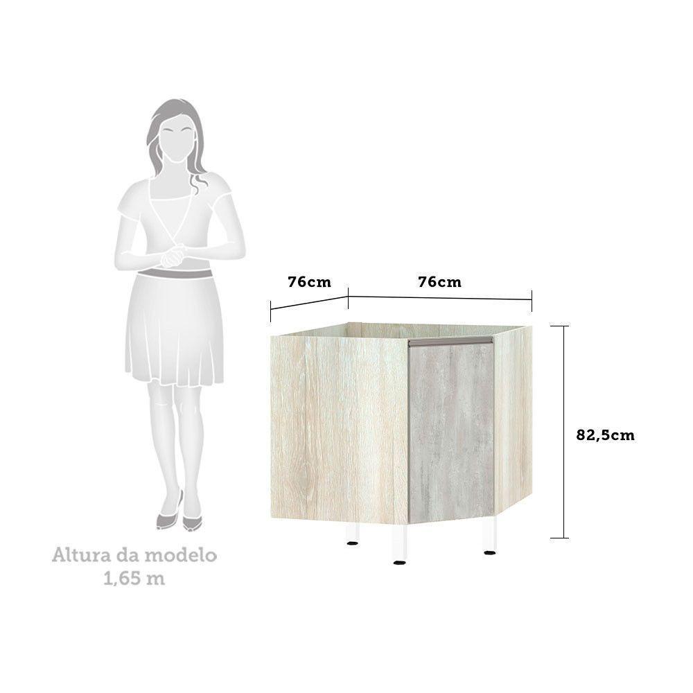 Balcão Sem Tampo Canto Diagonal Luciane Luci Legno Crem e Concreto - 2
