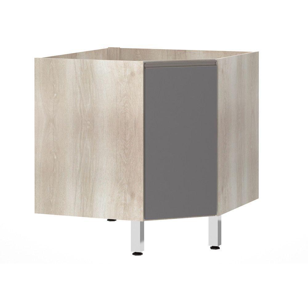 Balcão Sem Tampo Canto Diagonal Luciane Luci Legno Crem e Cinza Puro - 1