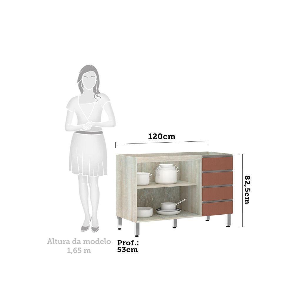 Balcão De Pia Sem Tamp 120cm E Luci Legno Crem e Gaia - 2