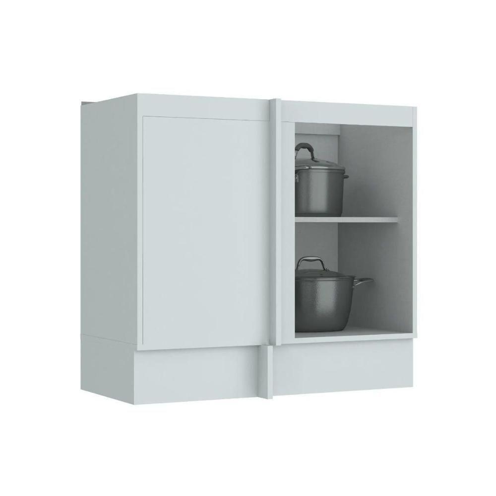 Balcão de Cozinha  Canto Reto Americana c/ 1 Porta s/ Tampo 84cm Branco - Henn - 7